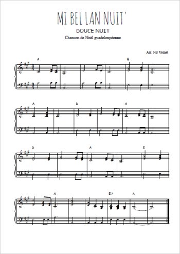 Téléchargez l'arrangement pour piano de la partition de Mi bel lan nuit' en PDF